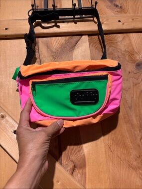 Colorblock Neon Fanny Belt Bag — Pink, Green & Orange